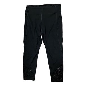 PINK SPORT Black Workout Tights with Laser Cut Trim at Calves Size XL